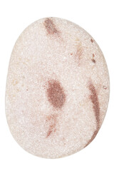 Top view of single gray and red pebble