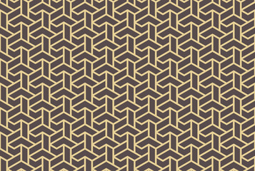 Seamless geometric background for your designs. Modern brown and yellow vector ornament. Geometric abstract pattern