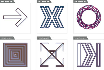 Vector Graphic Assets Set. Large set of retro objects for design. Flat minimalist icons. Stars, starburst . Vector illustration