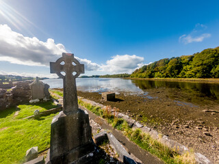 The historic Abbey Graveyard in Donegal town, which was build by Hugh O Donnell in 1474, in County...