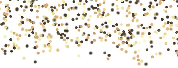Gold confetti background, isolated on transparent background