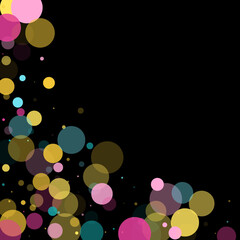 Bokeh confetti circles decoration holiday background.