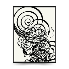 Abstract floral posters template. Modern Botanical trendy black style. Vintage flowers. Ink wall  art.