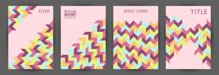 Corporate brochure front page mokup set geometric design. Swiss style simple journal mockup set