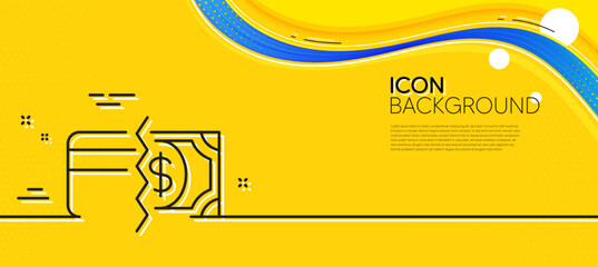 Obraz na płótnie Canvas Credit card or cash line icon. Abstract yellow background. Payment methods sign. Minimal payment methods line icon. Wave banner concept. Vector