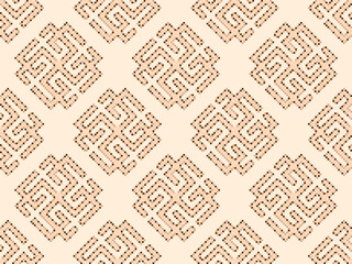 Obraz premium Seamless pattern with Svarozhich is a symbol of the Slavic god in pixel art style. Pixelated vedic symbol. Design for app, banner and poster. Vector illustration