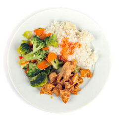 Reisbowl mit Pulled Chicken Hoisin