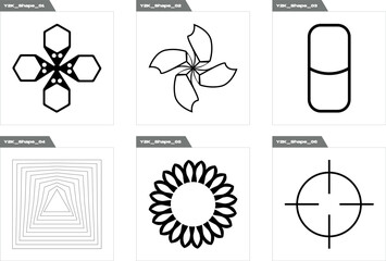 Set of Y2K style vectors of objects. Brutalism star and flower shapes. Cyberpunk elements. Retro Futurist. Vector illustration