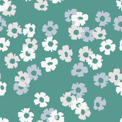 Fototapeta na wymiar Seamless pattern with hand drawn meadow flowers in Ditzy style. Floral patterns with muted, elegant color palettes and occasional splashes of color