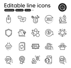 Set of Technology outline icons. Contains icons as Image carousel, Dollar exchange and Text message elements. Swipe up, Integrity, Mobile internet web signs. Cardio training, Stars. Vector
