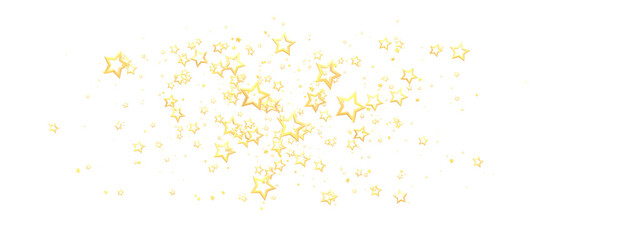 Banner with golden decoration. Festive border with falling glitter dust and stars.