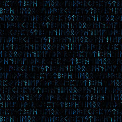 Runic viking blue grunge alphabet
