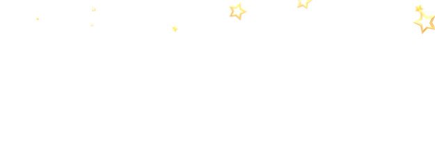 Banner with golden decoration. Festive border with falling glitter dust and stars.