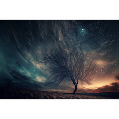 fantasy fabulous wide panoramic photo background with night in  mountain.