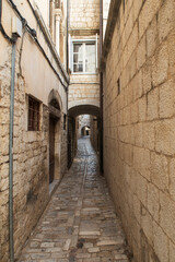 Side street in the old town of Trogir in Croatia