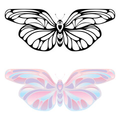 Stylized butterflies. Vector silhouettes isolated on white background.