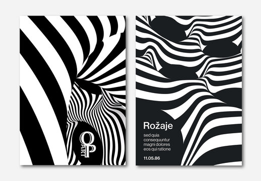 Creative Black And White Op Art Posters Layout