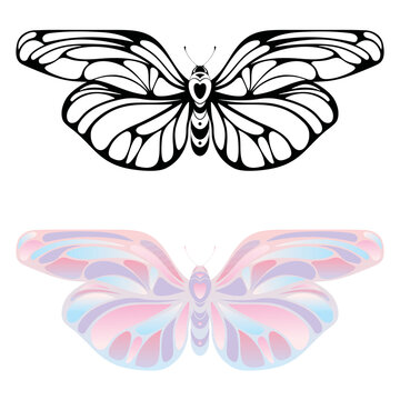 Stylized butterflies. Vector silhouettes isolated on white background.