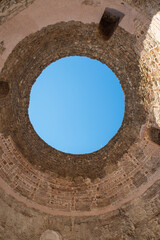 Looking towards the sky in the Vestibul in Split in Croatia