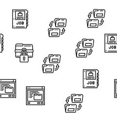 folder paper business file empty vector seamless pattern thin line illustration