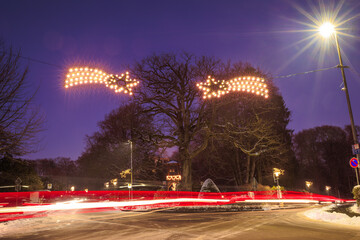 Die Parkstraße in Ehlscheid bei weihnachtlicher Beleuchtung
