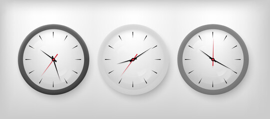 Set of monochrome clocks, vector illustration.