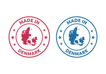 made in Denmark label set, made in Kingdom of Denmark product stamp