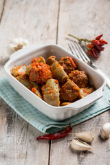 meatballs with arichoke and hot chili peppers