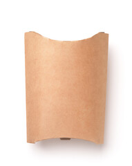 Empty brown paper french fries packaging box