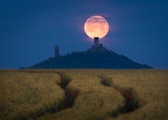 moonset above castle