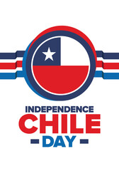 Fototapeta premium Chile Independence Day. Happy national holiday Fiestas Patrias. Freedom day. Celebrate annual in September 18. Chile flag. Patriotic chilean design. Poster, card, banner, template, background. Vector