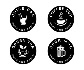 Juice bar, Beer, Coffee shop, and Tea logo design template