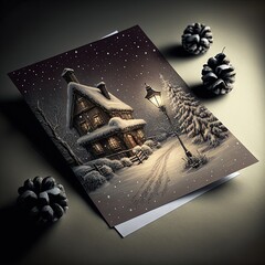 Christmas Card Background Wallpaper Winter Time Relax Santa Claus Children Gifts For Children Art For Print Print on demand