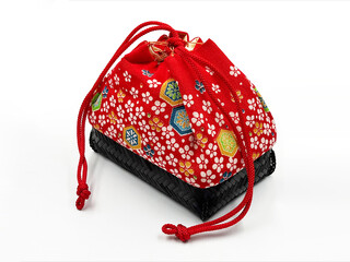 Japanese Kinchaku Drawstring Pouch Handbag Bag
