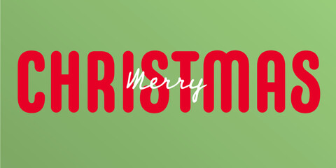 Text : Merry Christmas, with white and red text on a green background