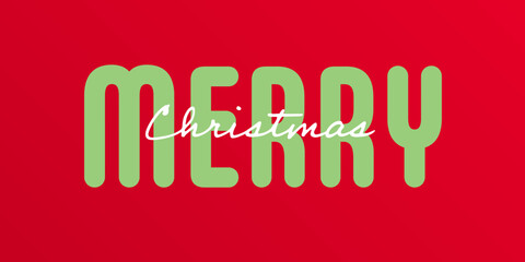 Text : Merry Christmas, with white and green text on a red background