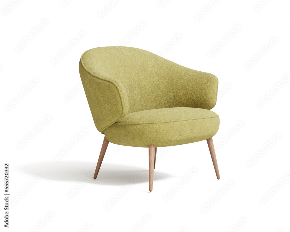 Wall mural 3d rendering of an Isolated modern lime lounge armchair.