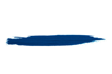 textured brushstroke of blue color paint on a white background isolated
