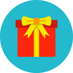 Gift Box Multicolor Circle Flat Icon