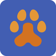 Paw Print Multicolor Round Corner Flat Icon