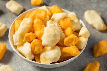 Raw Organic Yellow and White Cheese Curds