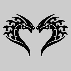 Vector card by Valentine's Day with cute cartoon dragon in love. Crazy animal print. Funny holiday character.