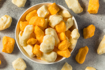 Raw Organic Yellow and White Cheese Curds