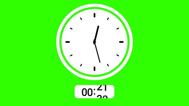 green screen animated digital and analog clock forty five 45