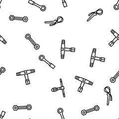 wrench tool spanner repair vector seamless pattern thin line illustration
