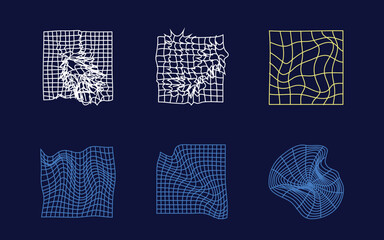 Vector set of Y2K. Trendy geometric postmodern figures. Modern abstract forms. Projects, posters, banners. Vector illustration