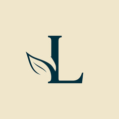 beautiful brand women hair salon leaf logo letter L