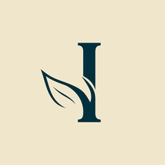 beautiful brand women hair salon leaf logo letter I