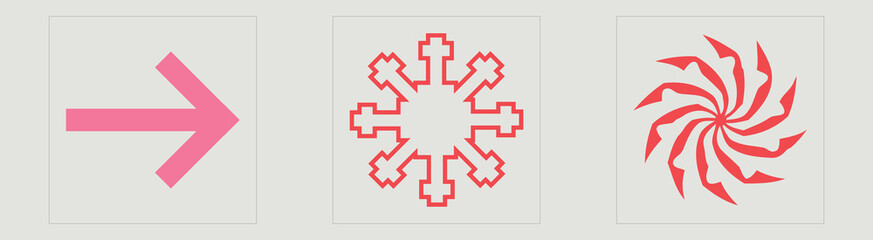 Naklejka premium Set of Y2K style vectors of objects. Large set of retro objects for design. Cyberpunk elements. Stars, starburst . Vector illustration