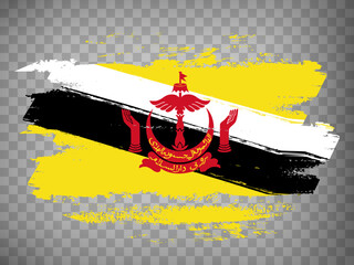 Flag of  Brunei brush stroke background.  Flag Brunei on transparent background for your design, app, UI.  Stock vector. EPS10.